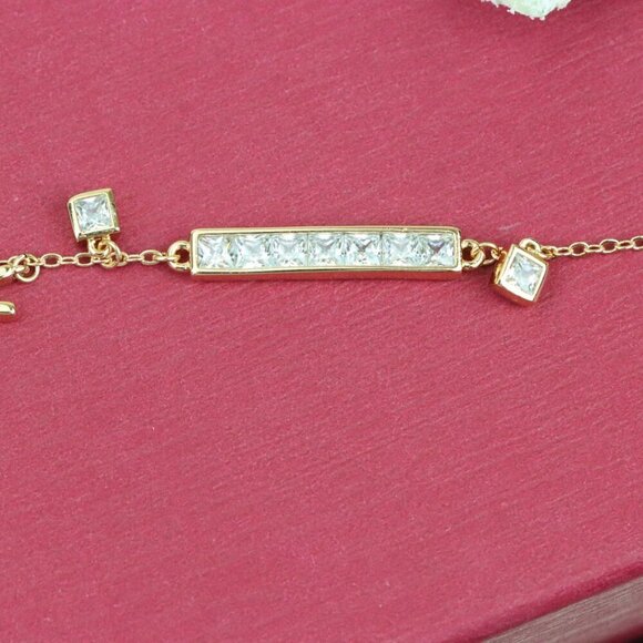 "Rose Gold Chain Bracelet with Bar and CZ Charm, Adjustable Fit, XPBL0756 - Picture 12 of 13